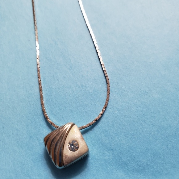 Vintage Silver necklace with Diamond gemstone - Picture 5 of 8